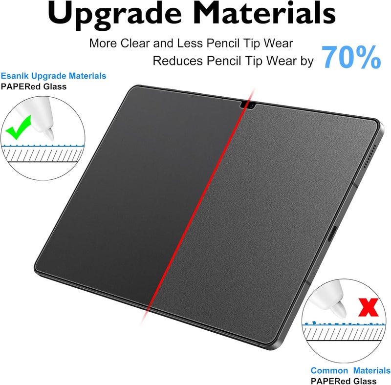 Esanik 2 Pack Like Paper Glass Screen Protector for Samsung Galaxy Tab S10 Lite/S10 FE/ S9 / S9 FE (11 inch) 9H Tempered Glass Film with Alignment Frame, Writing Like on Paper, Anti Glare - Image 3